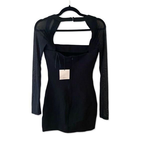 NWT Superdown Halley Bodycon Dress Black knit mini mesh Revolve S - Picture 5 of 10